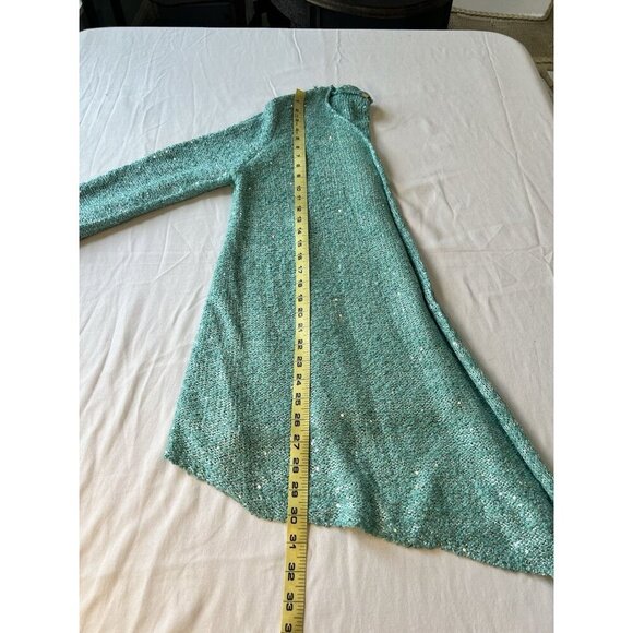 Soft Surroundings Open Cardigan Lg Sparkly Blue Green Mermaid Festival Event - Picture 5 of 5